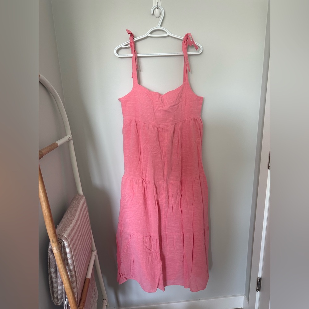 Zara smocked cotton linen dress